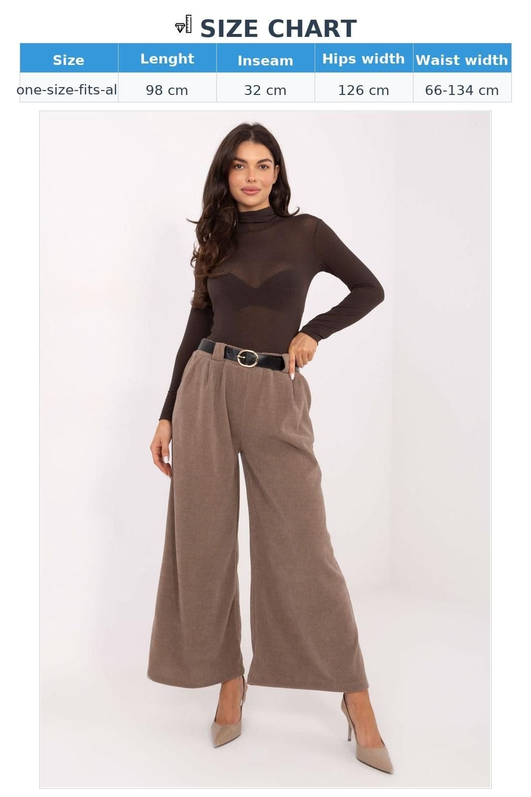 Love Lace Love Lace Women's Corduroy High Waist Wide Leg Trousers Style 220873 in Brown - 4
