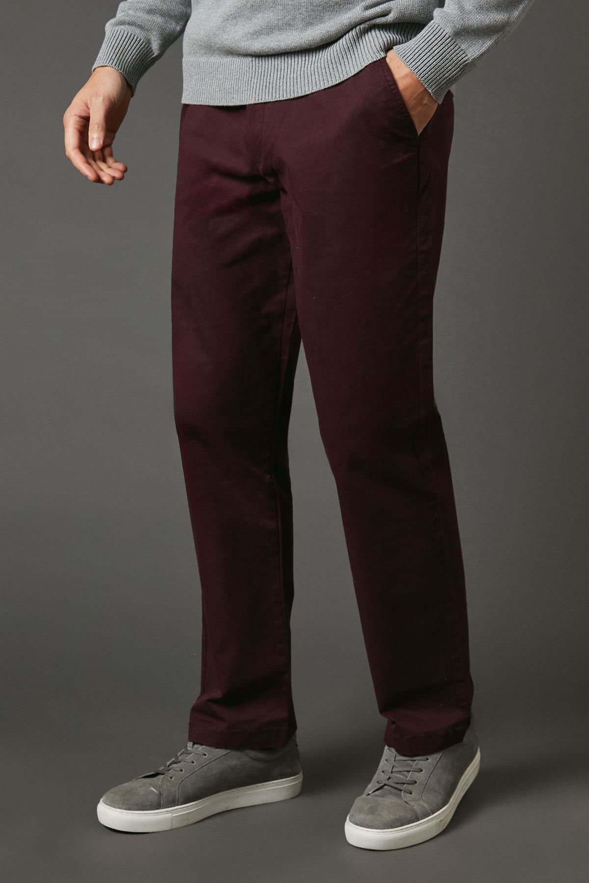 Maine Maine Men's Burgundy Premium Chino Trousers
