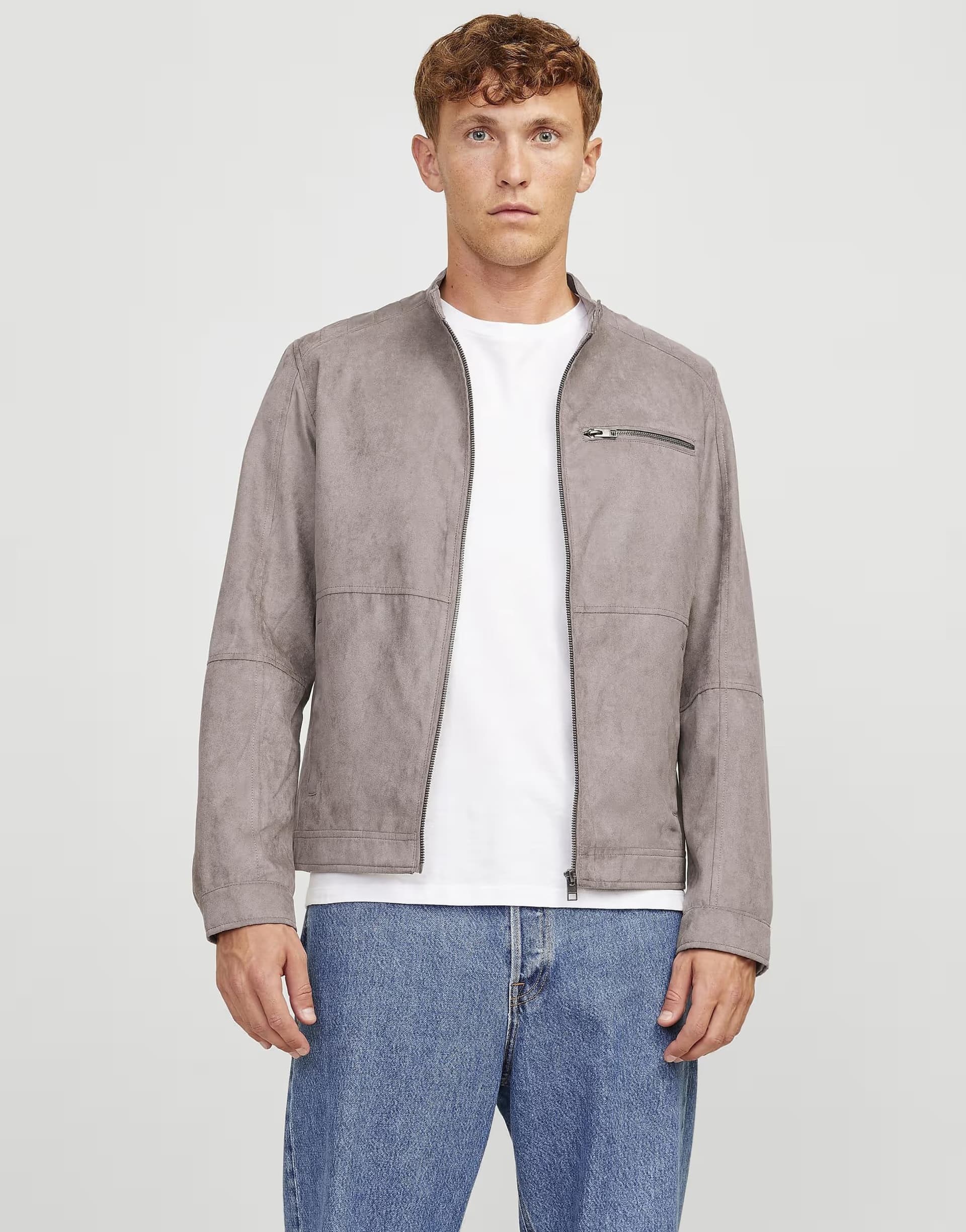 ASOS Jack & Jones Synthetic leather jacket in falcon