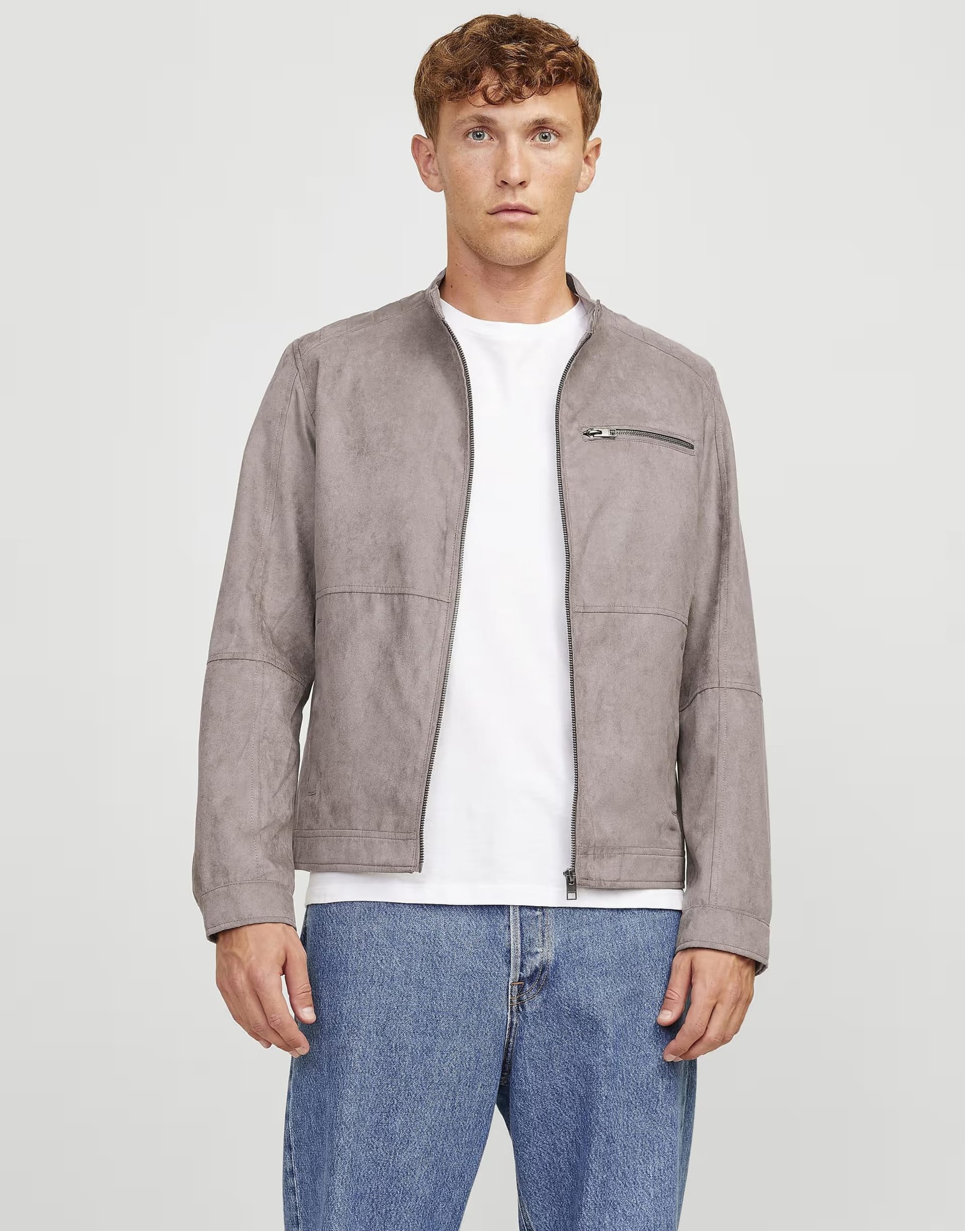 ASOS Jack & Jones Grey Synthetic Leather Jacket