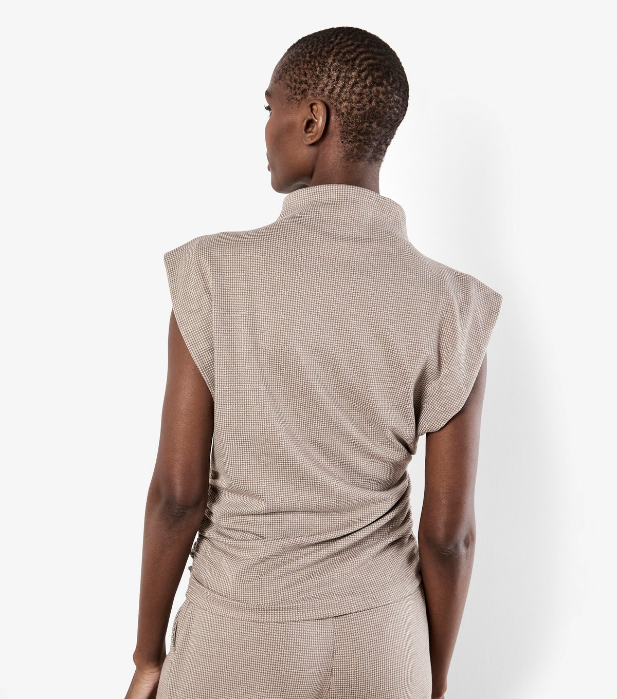 Apricot Women's Stone Dogtooth Side Ruched Top Apricot New Look - 3