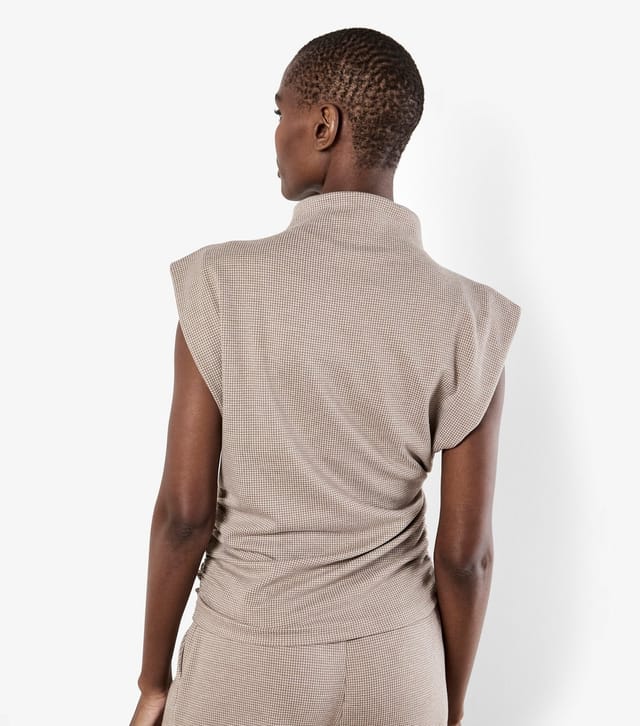 Apricot Women's Stone Dogtooth Side Ruched Top Apricot New Look - 3