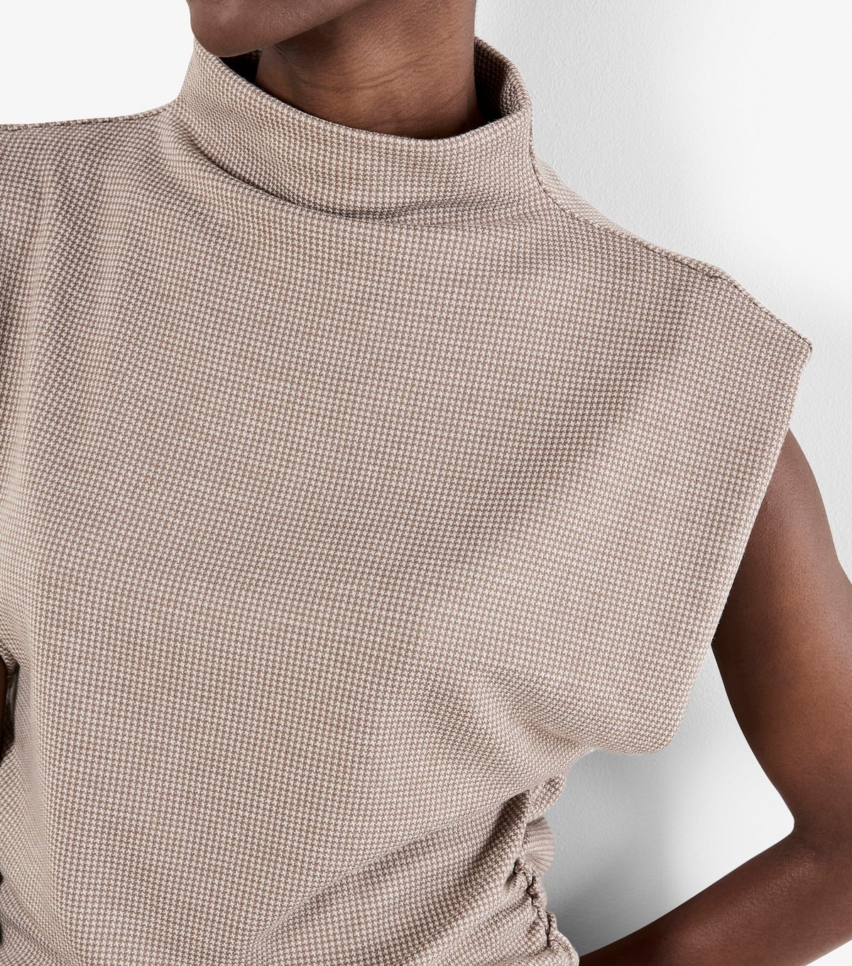 Apricot Women's Stone Dogtooth Side Ruched Top Apricot New Look - 4