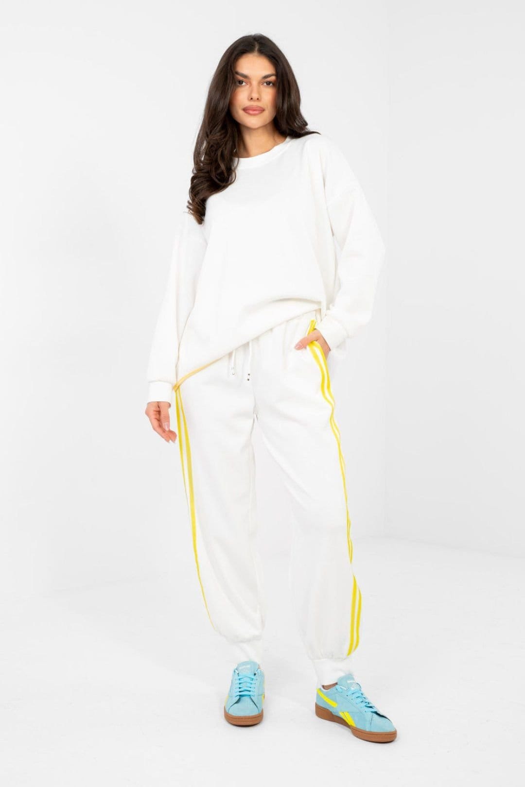 Love Lace White Polyester/Viscose/Elastane Hoodie & Trousers Set
