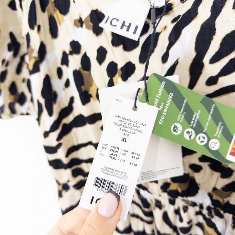 Ichi Beige Leopard Print Midi Dress Size XL 16 18