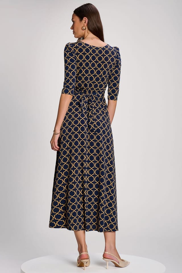 Jolie Moi Jolie Moi Women's 3/4 Sleeve Printed Jersey Maxi Dress - 2