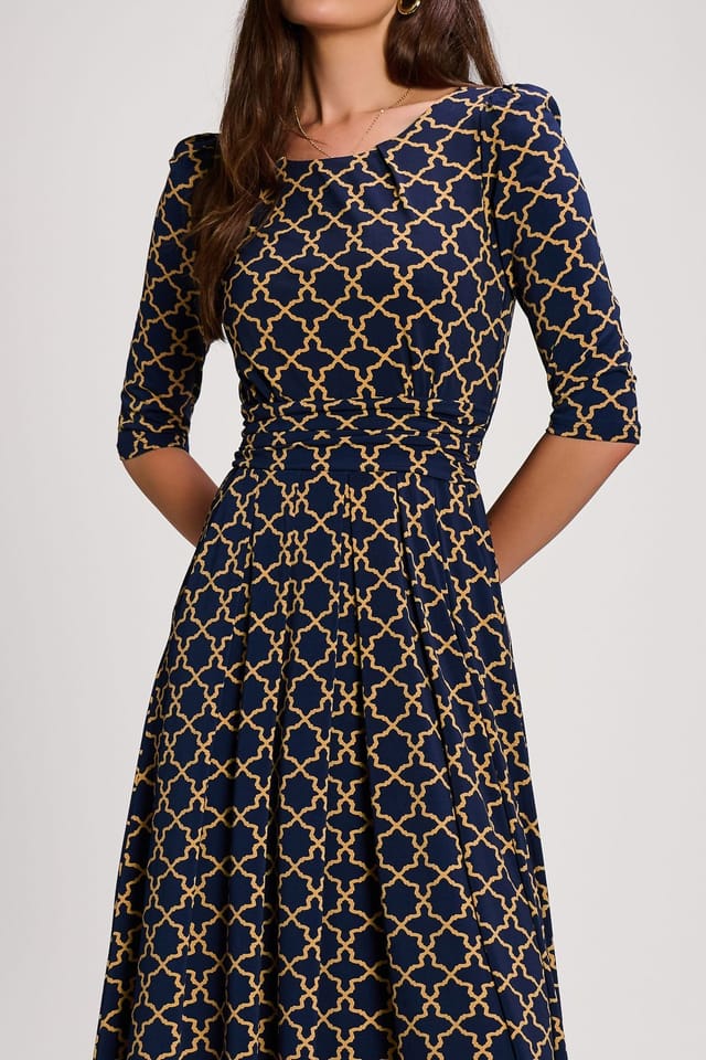 Jolie Moi Jolie Moi Women's 3/4 Sleeve Printed Jersey Maxi Dress - 3