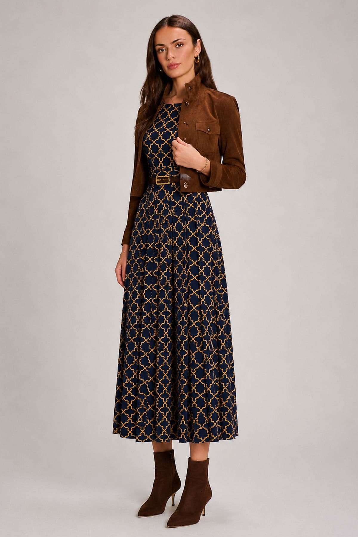 Jolie Moi Jolie Moi Women's 3/4 Sleeve Printed Jersey Maxi Dress - 4