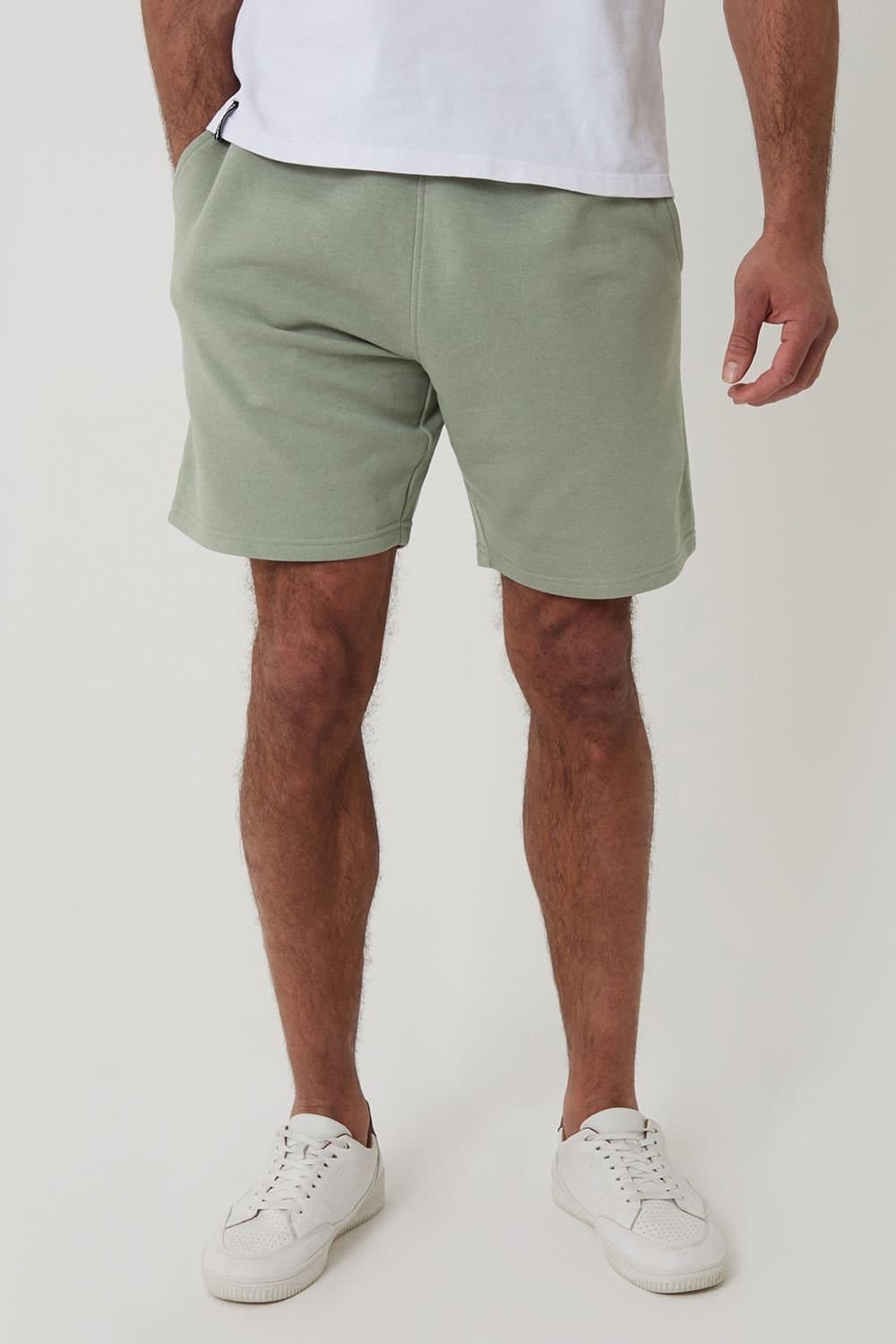 Threadbare threadbare Men's 'Bergamot' Fleece Shorts in Pale Green
