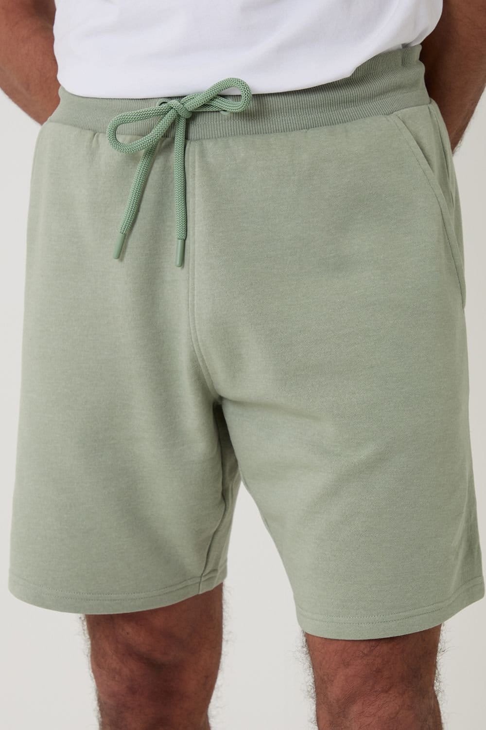 Threadbare threadbare Men's 'Bergamot' Fleece Shorts in Pale Green - 4