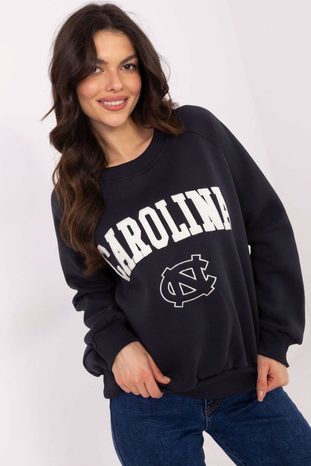 Love Lace Love Lace Women's Soft Cotton Logo Patch Casual Sweatshirt in Navy