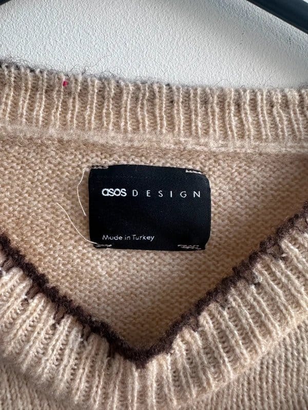 ASOS Design Beige & Brown Western Cropped Jumper
