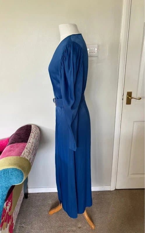 & Other Stories New & Other Stories blue pearl buckle belt wrap midi dress - size 12