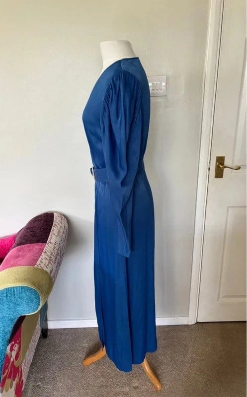 & Other Stories New & Other Stories blue pearl buckle belt wrap midi dress - size 12 - 1