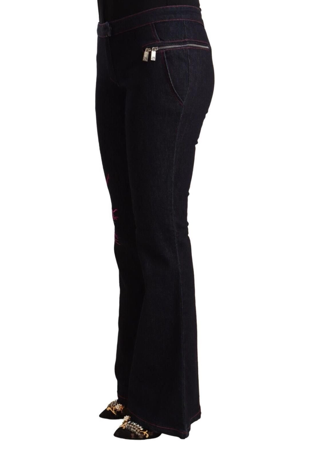 Exte Exte Women's Black Cotton Mid Waist Cotton Flared Jeans - 2