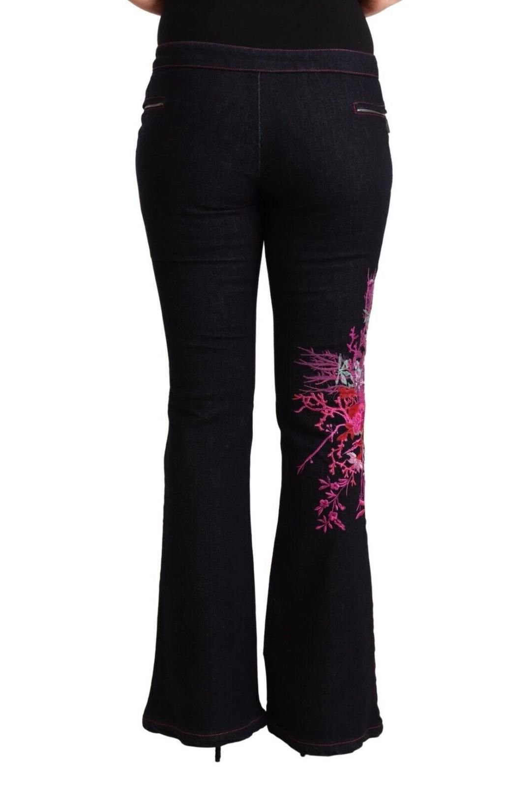 Exte Exte Women's Black Cotton Mid Waist Cotton Flared Jeans - 3