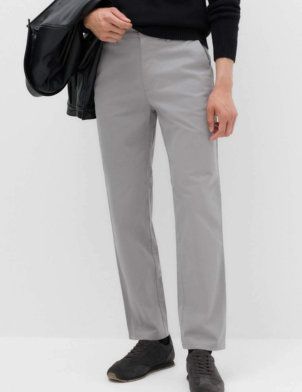 Marks & Spencer M&S Regular Fit Stretch Chinos Ash Grey