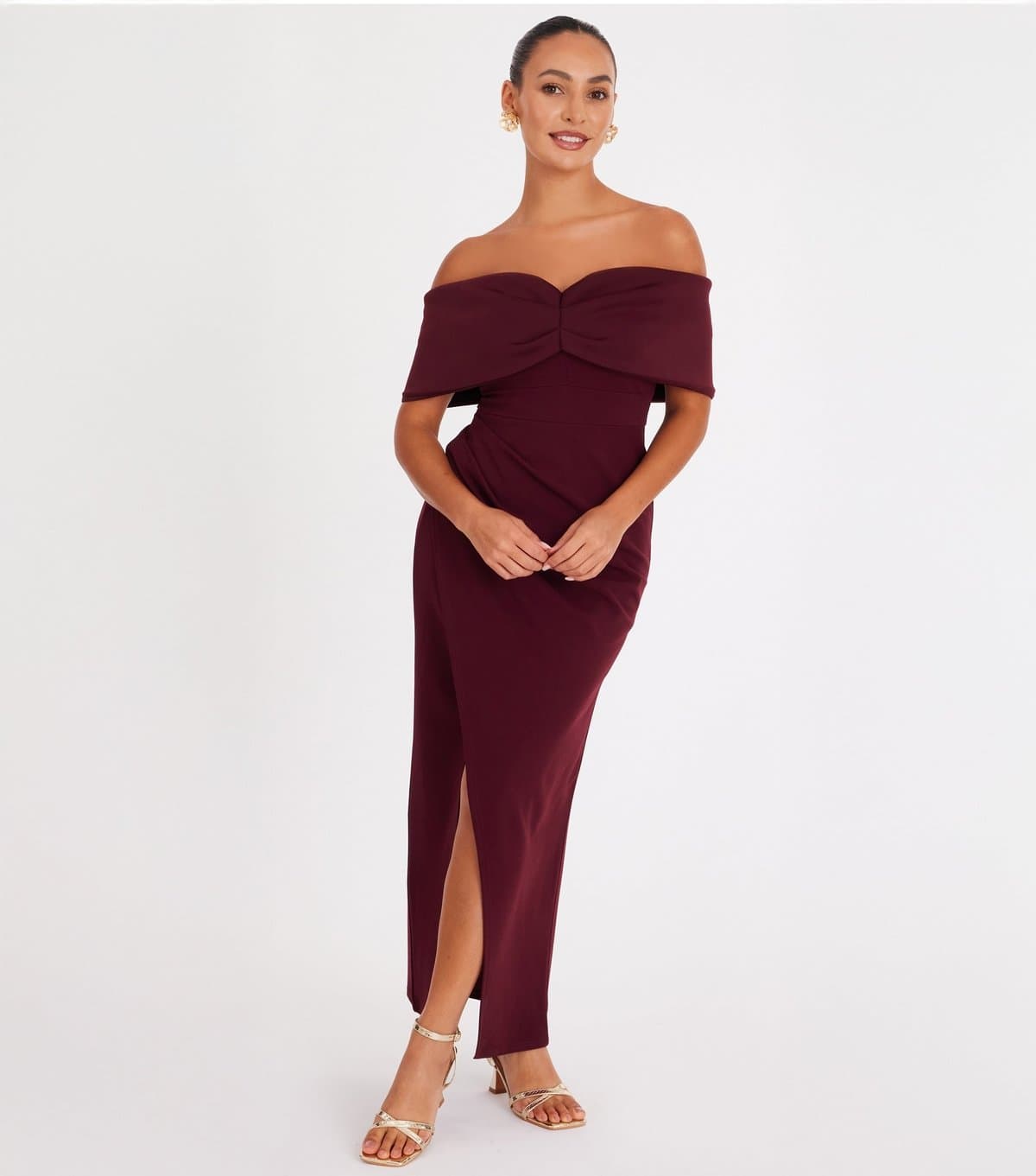Quiz Women's Petite Burgundy Wrap Maxi Dress Quiz New Look