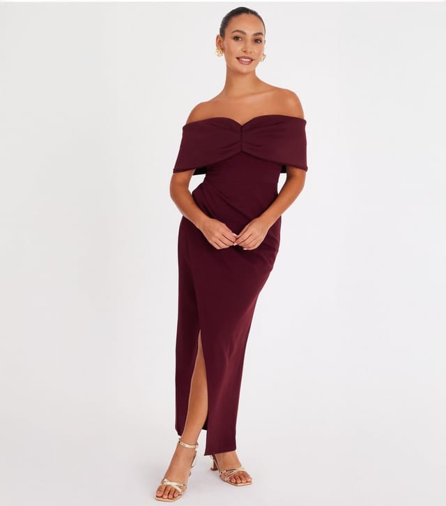 Quiz Women's Petite Burgundy Wrap Maxi Dress Quiz New Look - 2