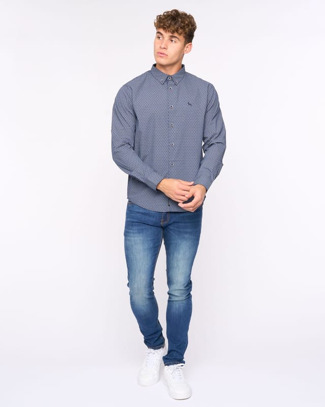 Bewley&Ritch Bewley&Ritch Men's Chatmen Slim Fit Oxford Shirt in Dark Blue - 2