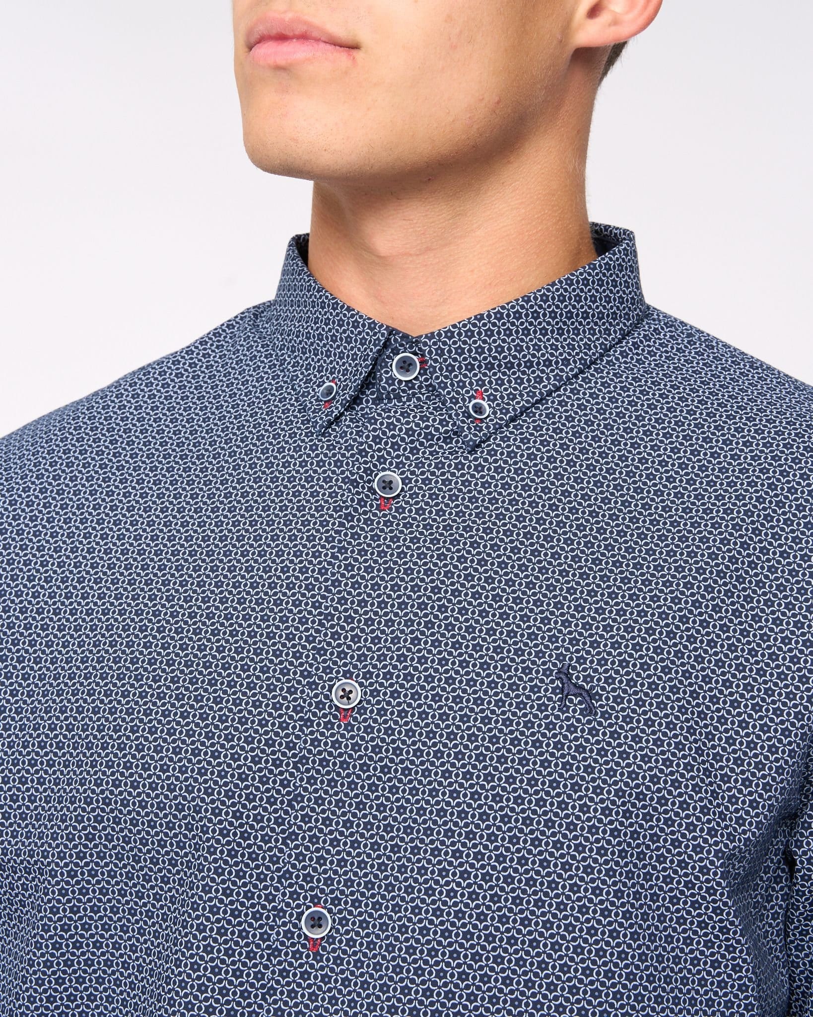 Bewley&Ritch Bewley&Ritch Men's Chatmen Slim Fit Oxford Shirt in Dark Blue - 4