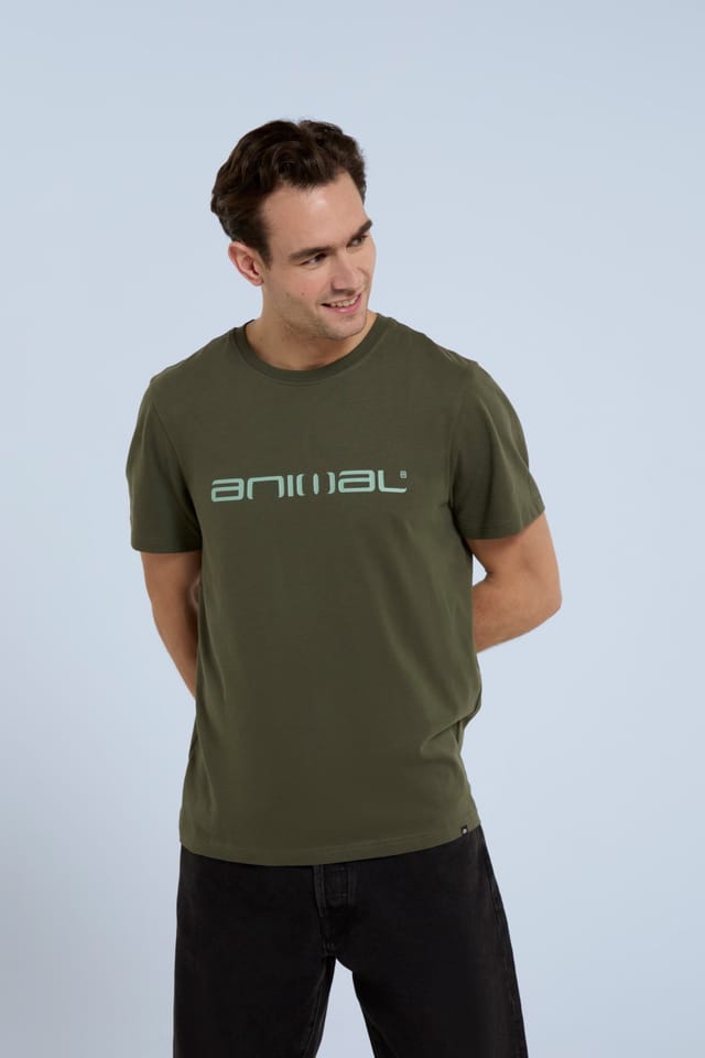 Animal Animal Men's 'Classico' Lightweight Breathable Soft Short Sleeve Cotton T-Shirt in Khaki - 2