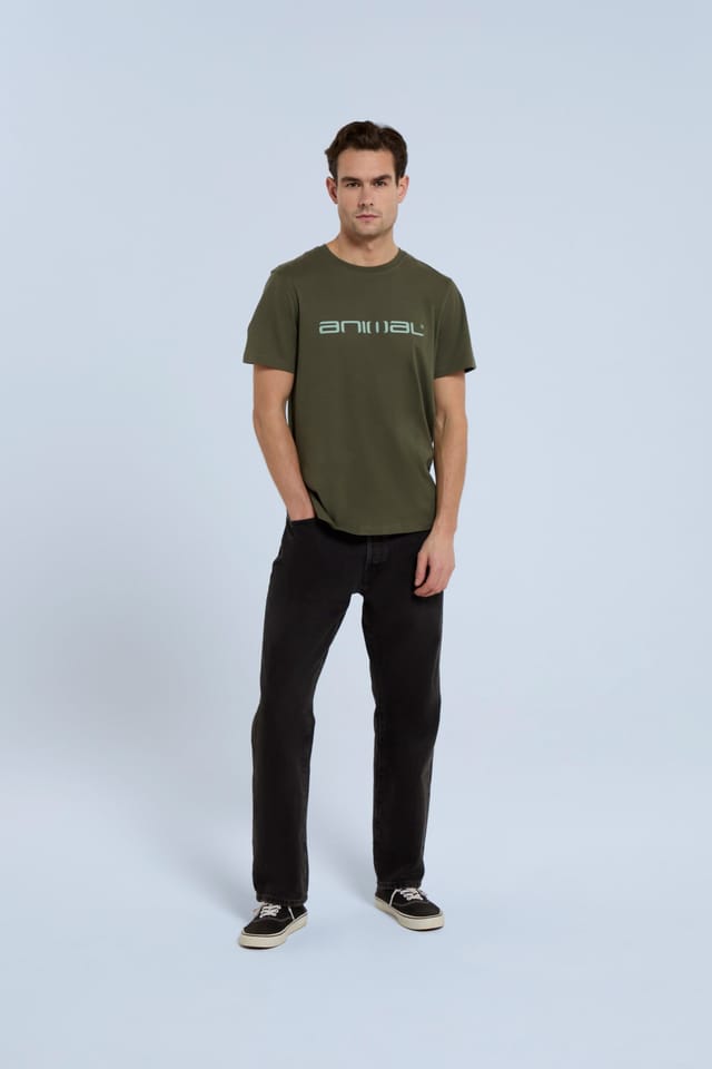 Animal Animal Men's 'Classico' Lightweight Breathable Soft Short Sleeve Cotton T-Shirt in Khaki - 3