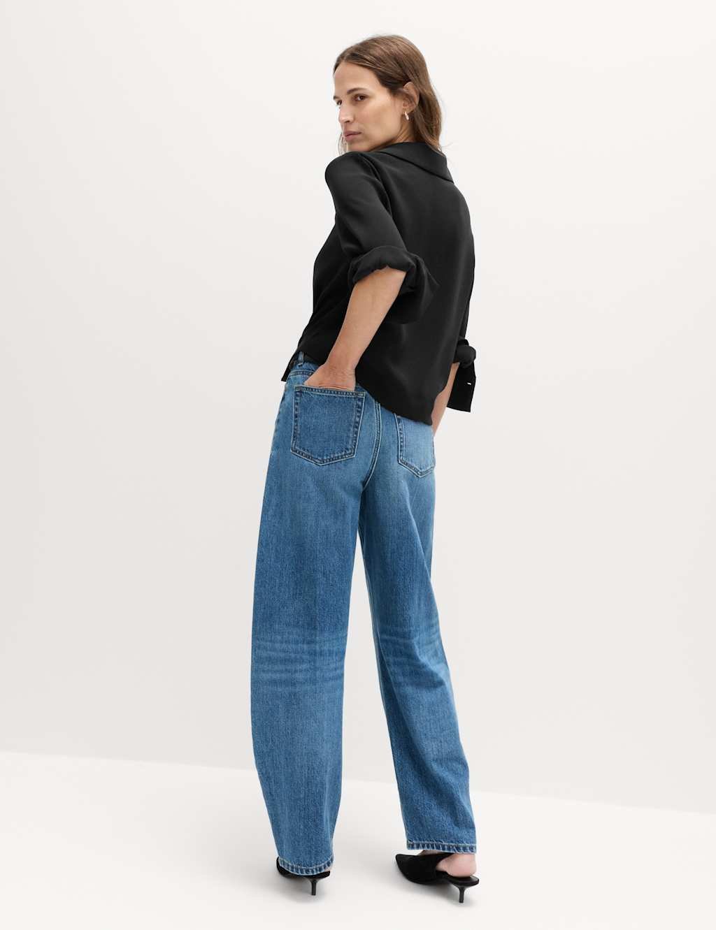 Marks & Spencer M&S Collared Drape Wrap Shirt Black - 2