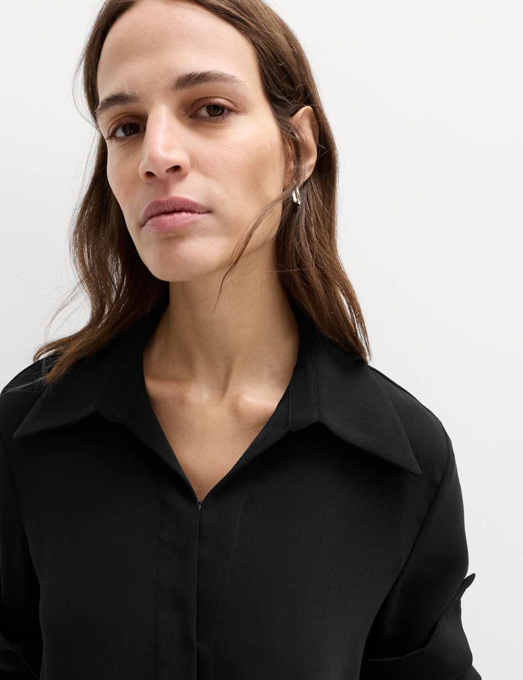 Marks & Spencer M&S Collared Drape Wrap Shirt Black - 3