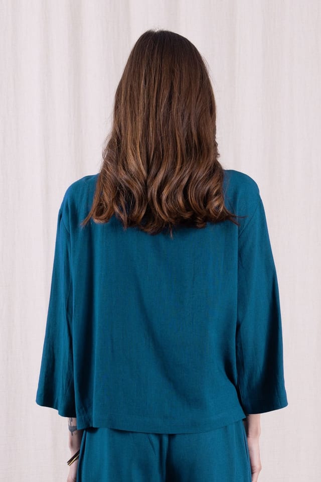 Nomads Clothing Nomads Clothing Women's Women Linen Bled V Neck Jacket in Teal - 2