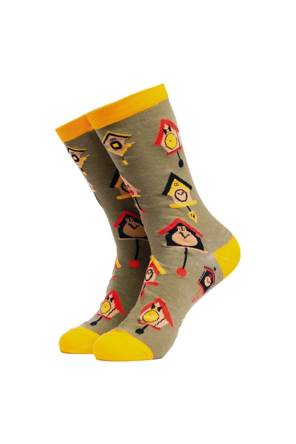 Soctopus Soctopus Men's Bird Pattern Novelty Cotton Socks for Adults in Bottle Green
