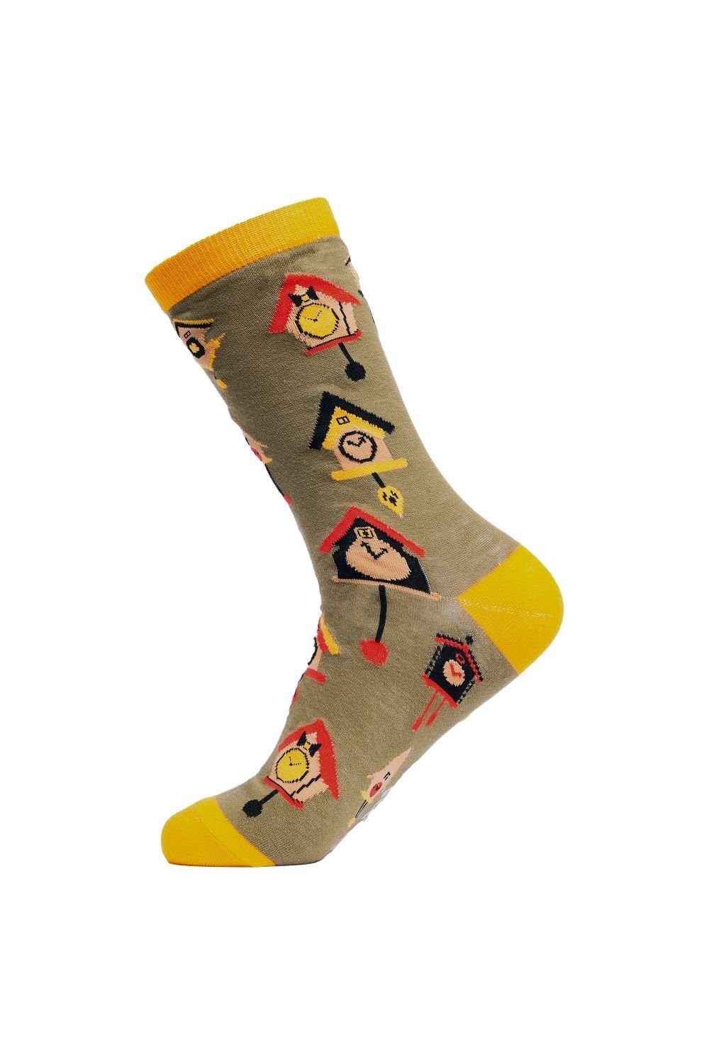 Soctopus Soctopus Men's Bird Pattern Novelty Cotton Socks for Adults in Bottle Green - 2