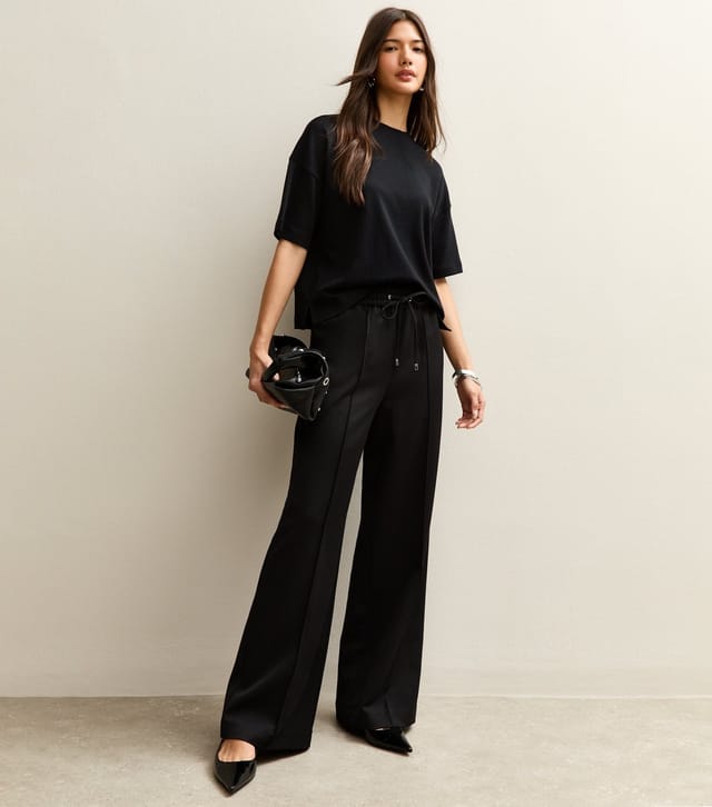 New Look Women's Black Wide Leg Drawstring Trousers New Look - 2