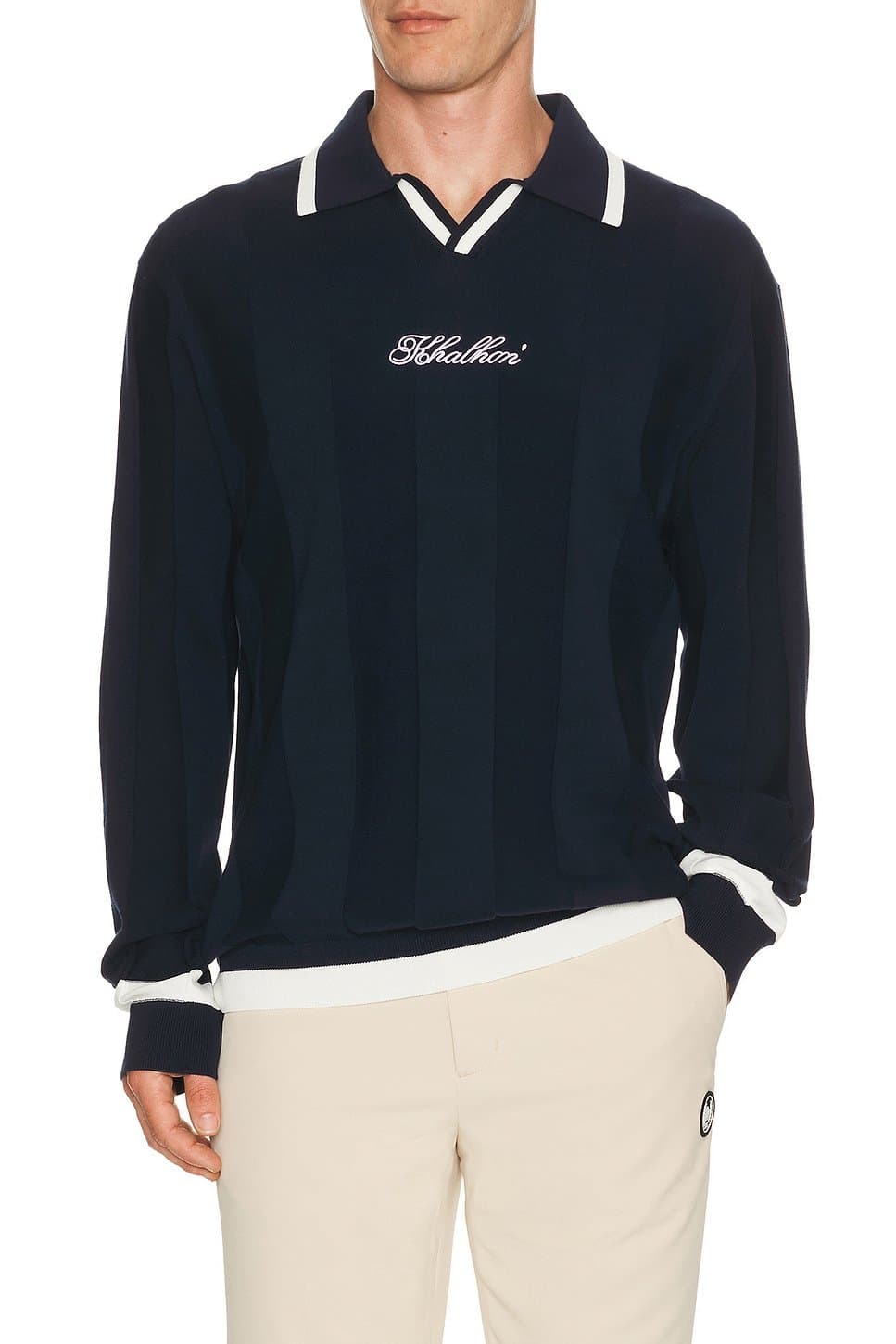 revolve V Tipped Varsity Knit Pullover Polo