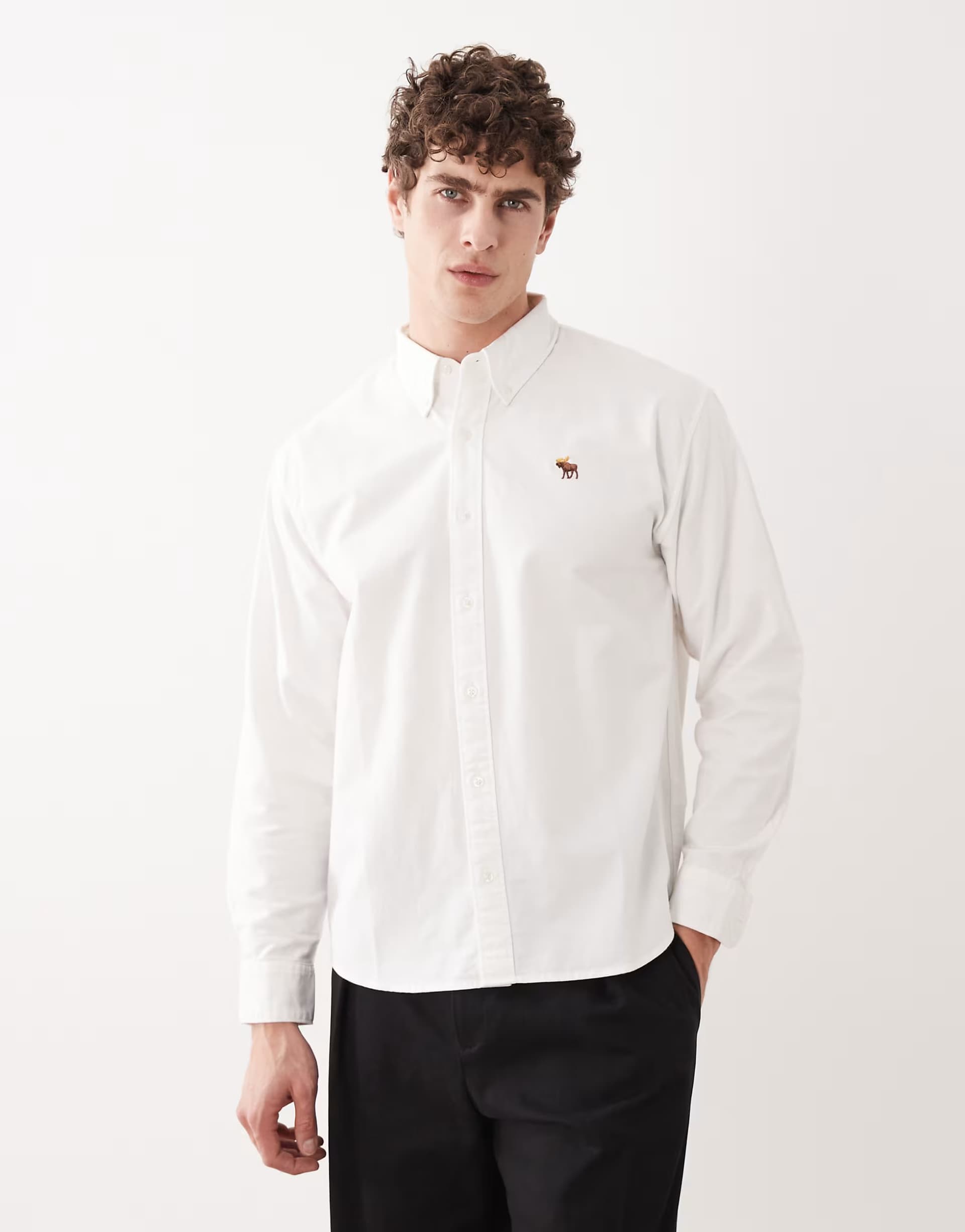 ASOS Abercrombie & Fitch icon logo oxford shirt in white