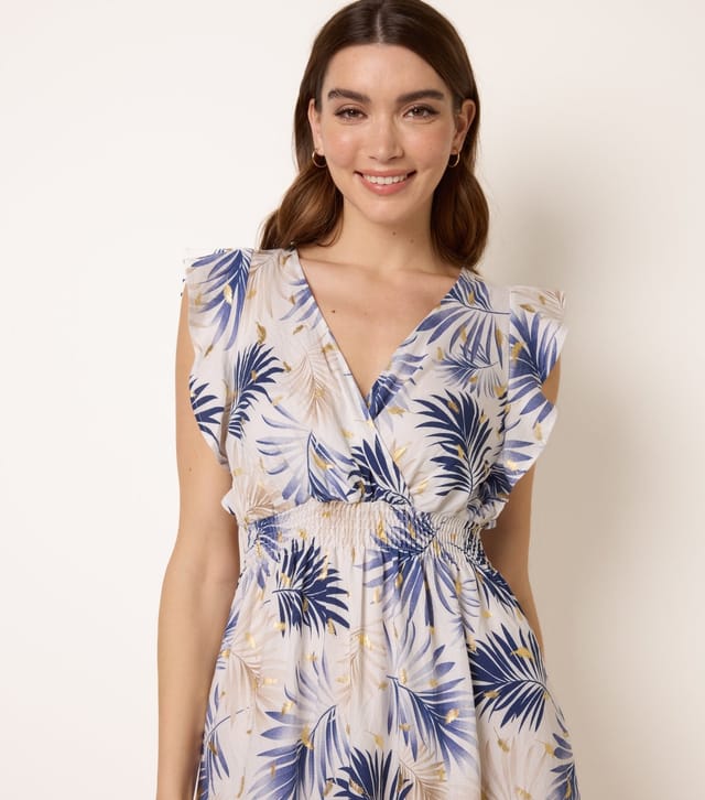 Blue Vanilla Women's Navy Palm Leaf Print Mini Dress Blue Vanilla New Look - 3