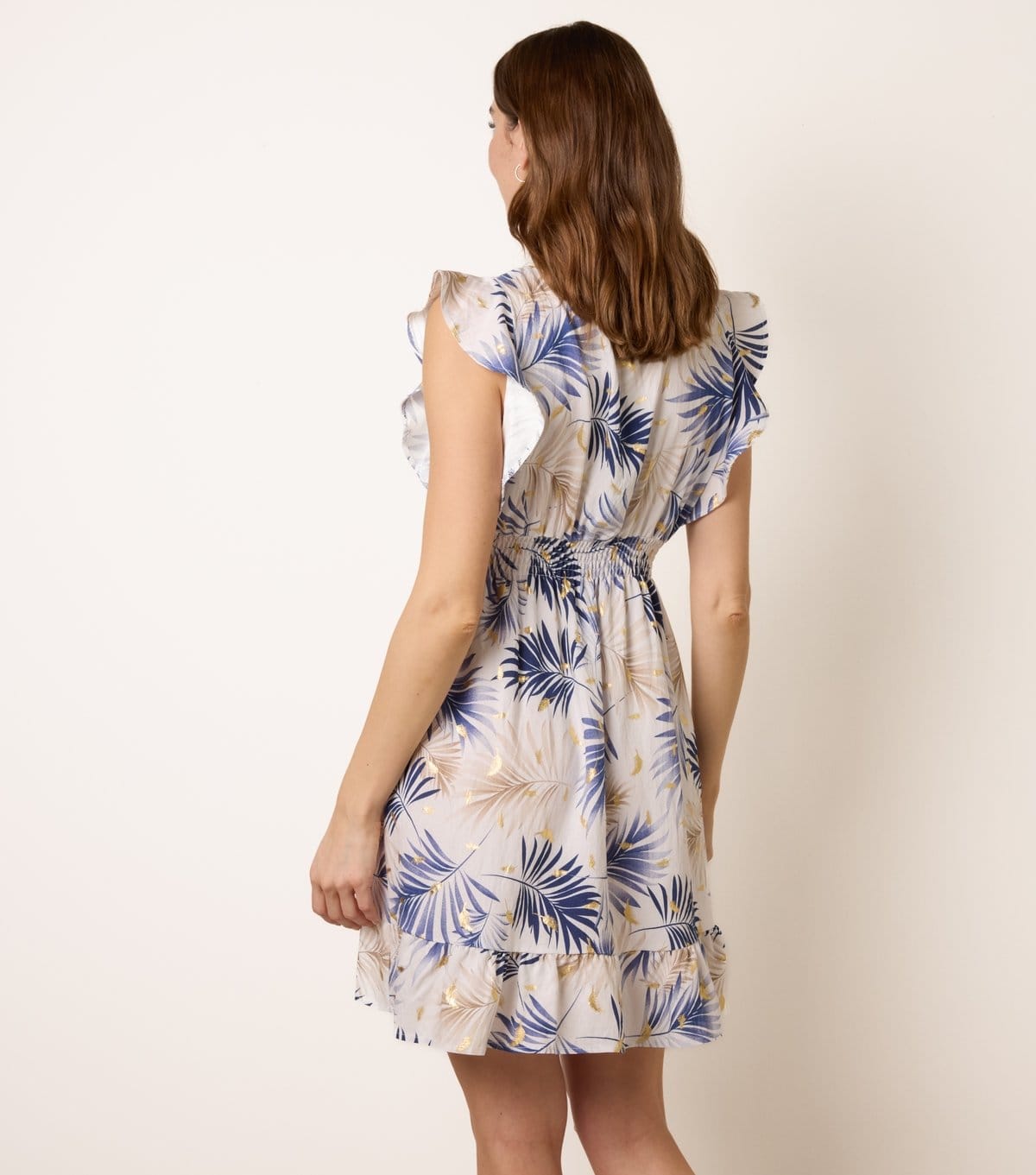 Blue Vanilla Women's Navy Palm Leaf Print Mini Dress Blue Vanilla New Look - 4