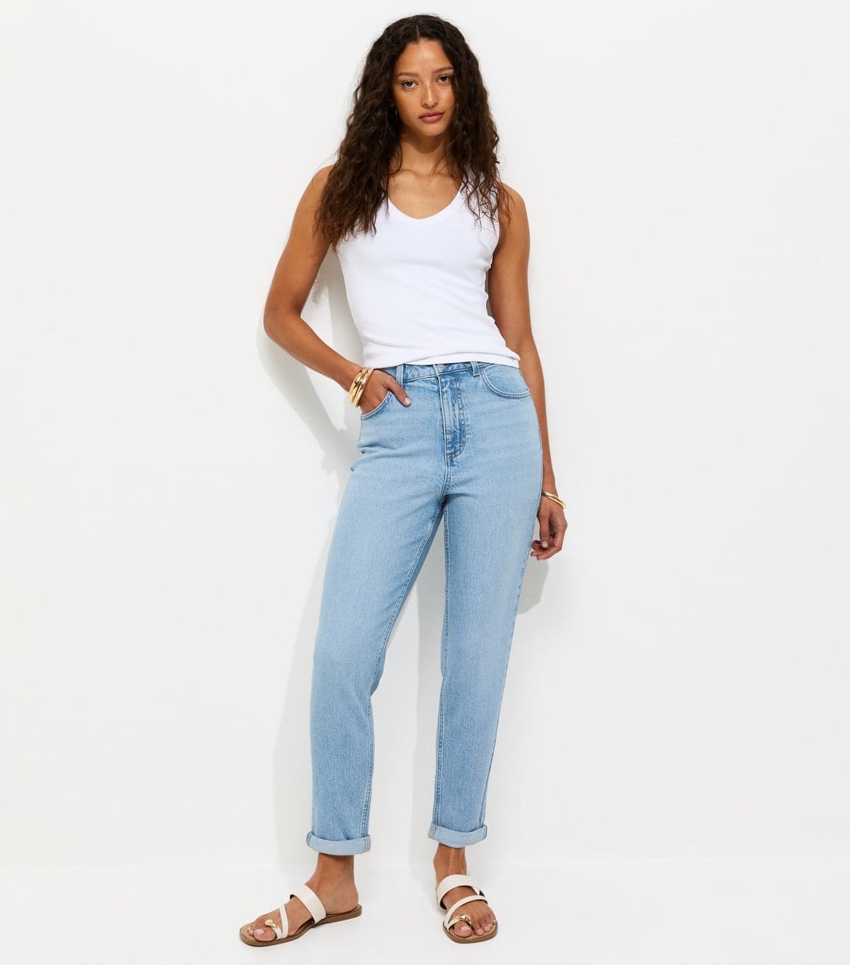 New Look Women's Blue High Waisted Tori Mom Jeans New Look