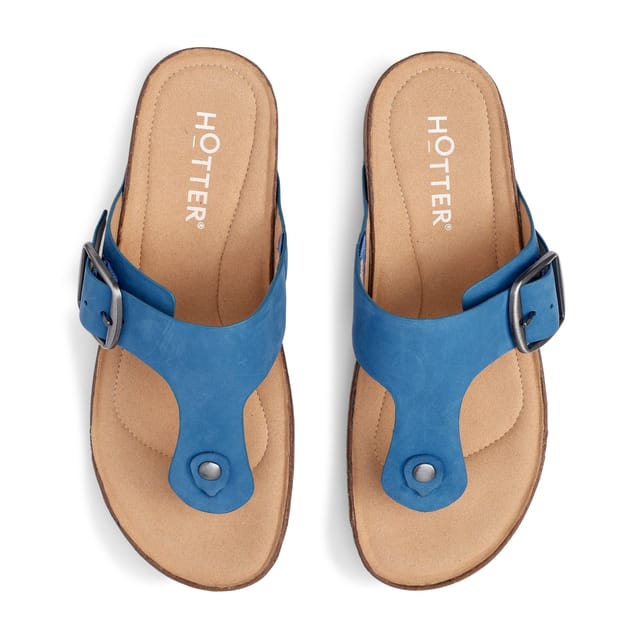 Hotter Hotter Women's 'Resort' Toe-Post Sandals in Mid Blue - 3