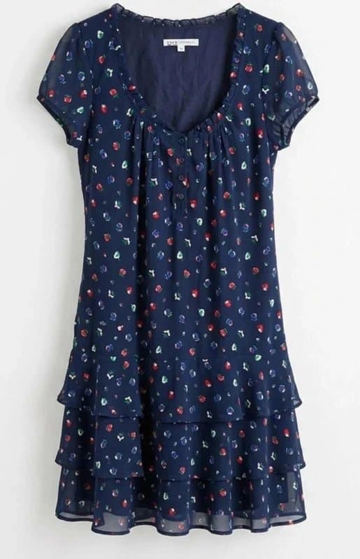 Crew Clothing Company Crew Clothing Navy Blue Mini Dress UK 10 Floral Tiered Summer Holiday Office