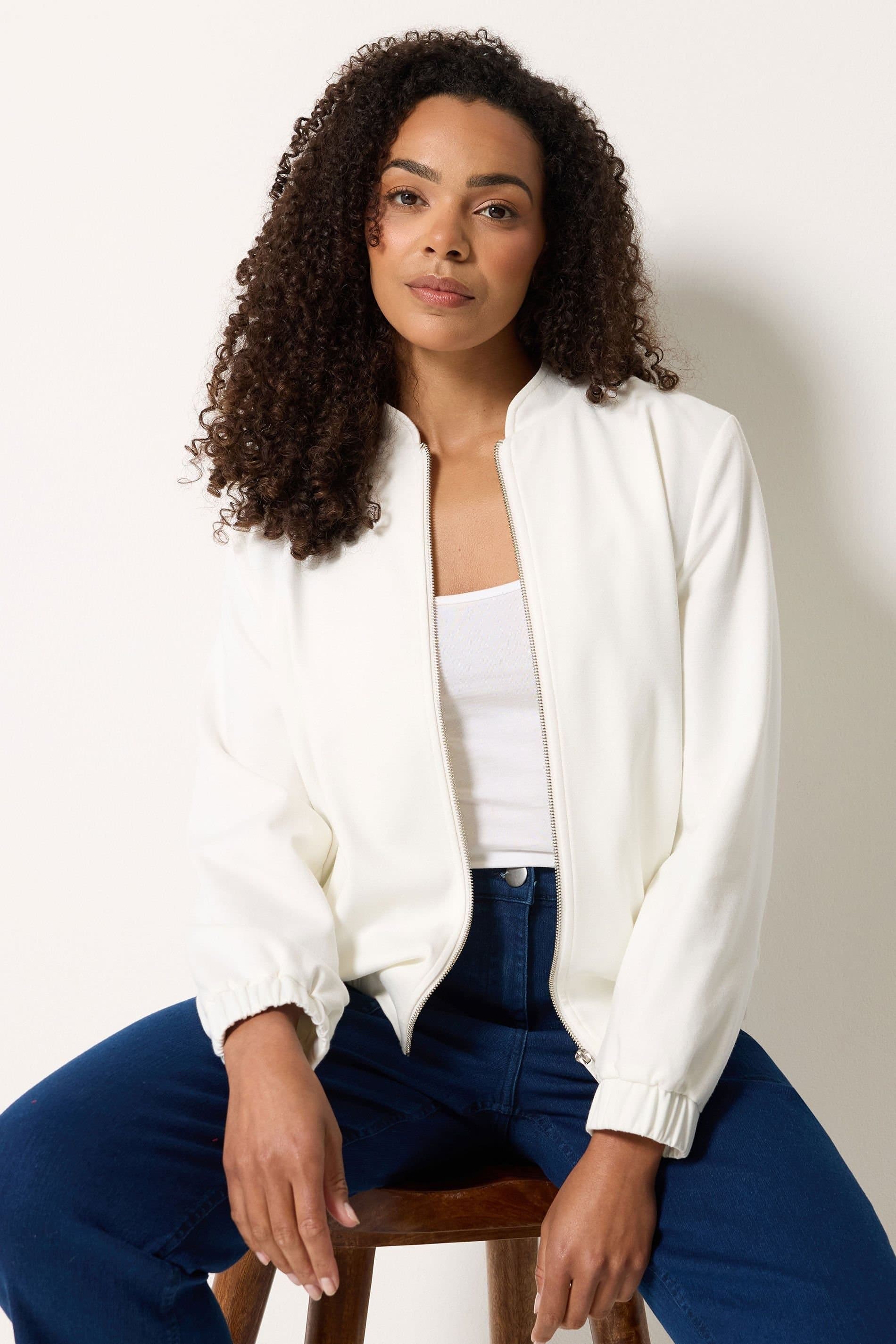 M&Co M&Co Women's Bomber Jacket in Ivory