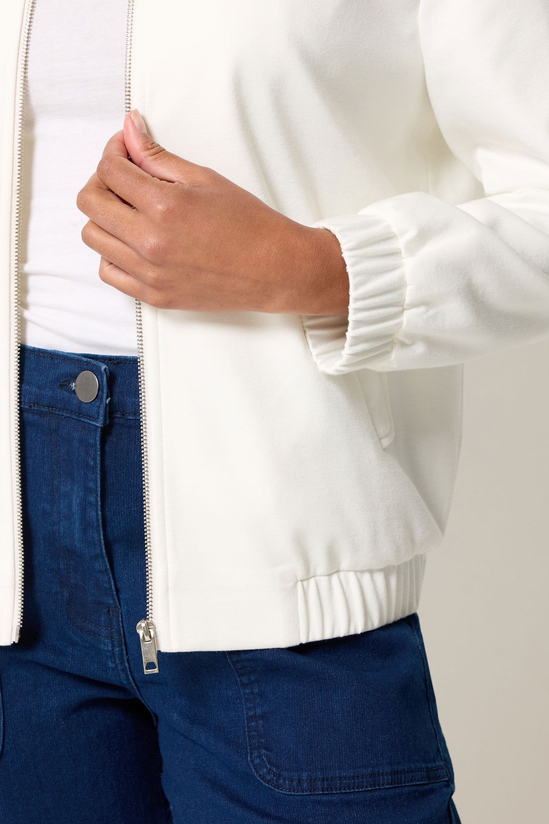 M&Co M&Co Women's Bomber Jacket in Ivory - 4