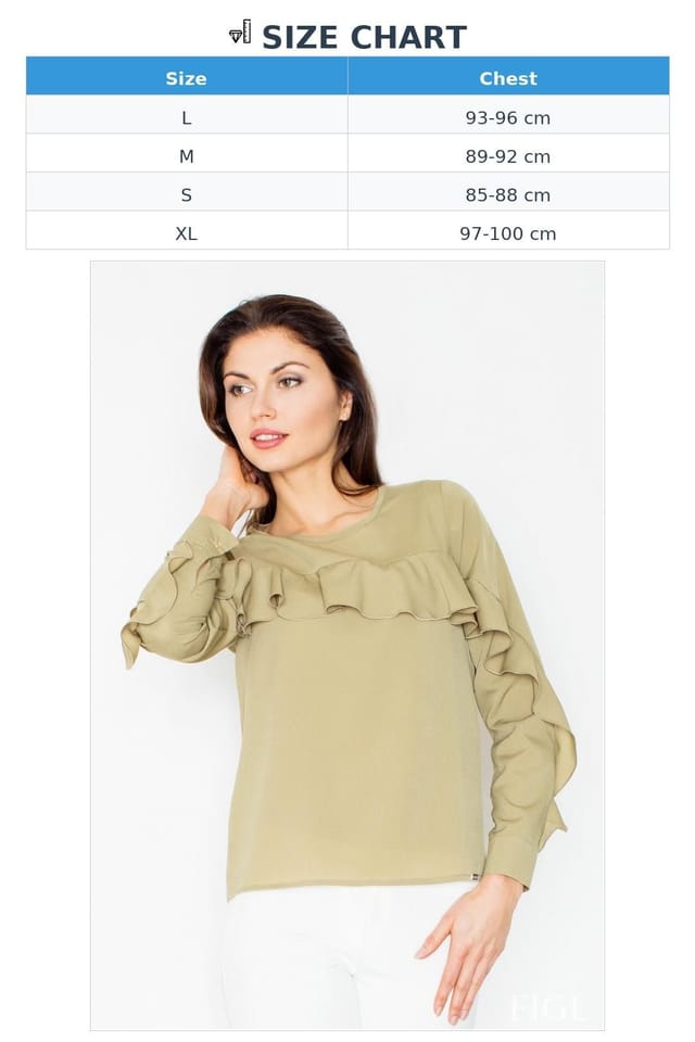 Love Lace Love Lace Women's Long Sleeve Frill Blouse with Cuffs in Green - 2