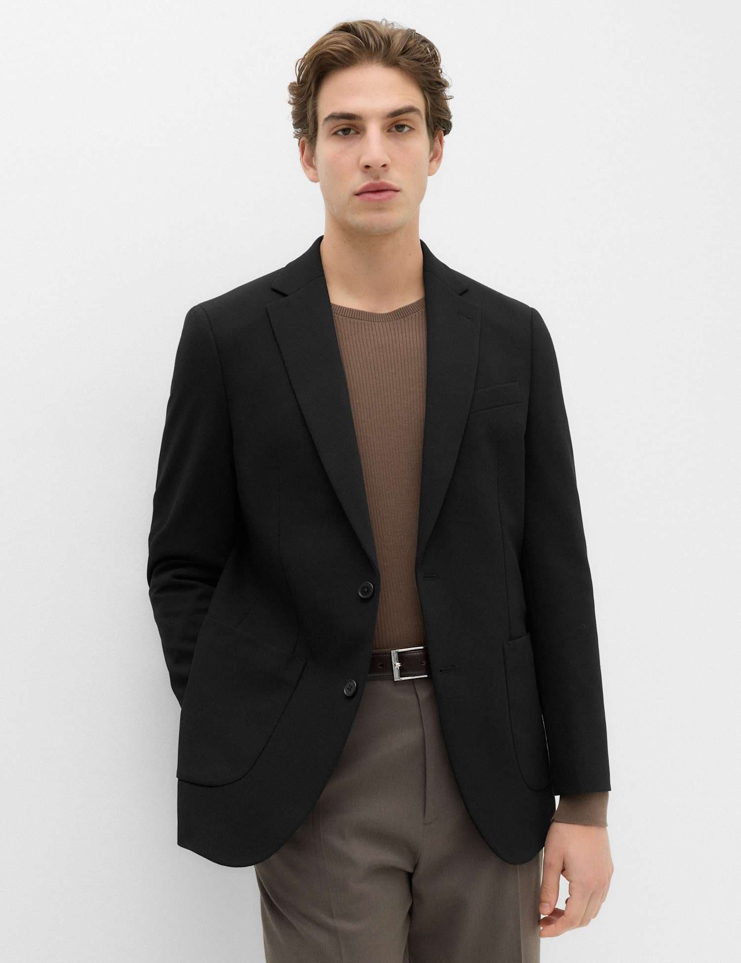 Marks & Spencer M&S Tailored Fit Jersey Textured Blazer Black