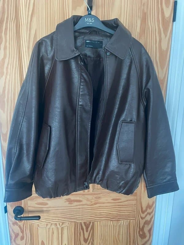 ASOS ASOS Leather Look Bomber (Chocolate Brown)