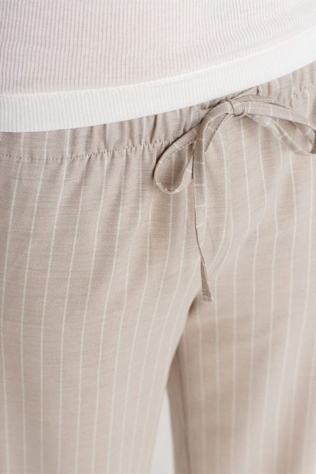 Dilvin Dilvin Women's Striped Wide-leg Woven Trousers in Stone - 3