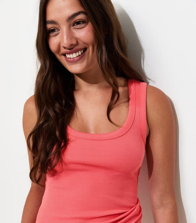 New Look Women's Dark Coral Wide Trim Scoop Vest Top New Look - 2
