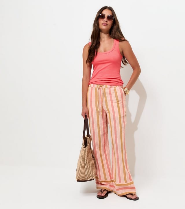 New Look Women's Dark Coral Wide Trim Scoop Vest Top New Look - 3