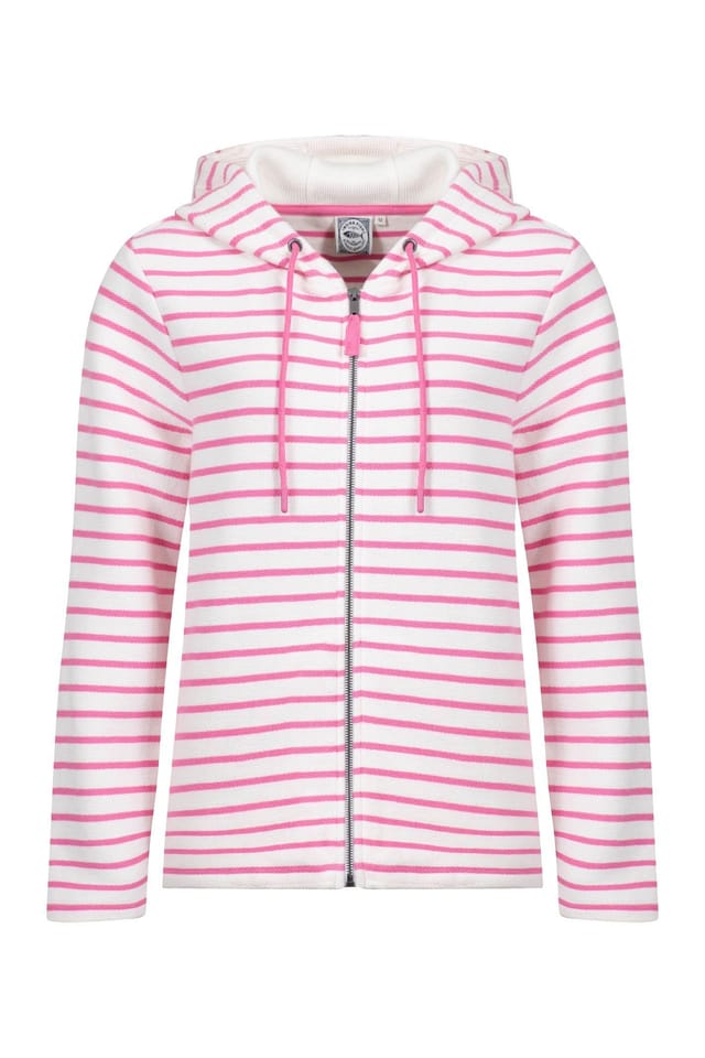 Weird Fish Weird Fish Women's Catalina Striped Full Zip Hoodie in Pink - 2