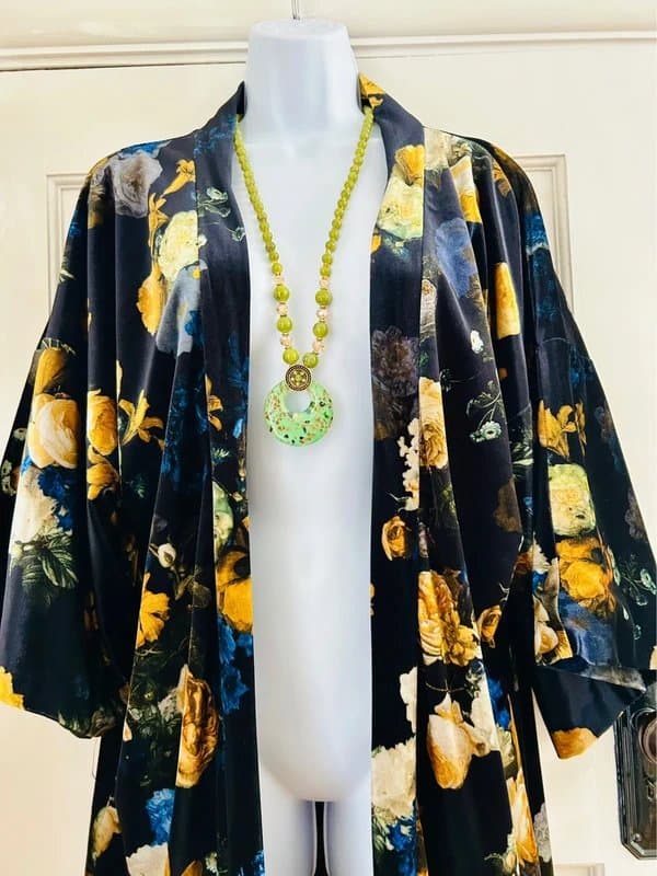 River Island Velvet floral kimono wedding holiday special occasion evening 12